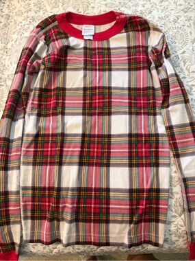 Hannah Anderson Red Plaid Long Sleeve Top with Crew Neck